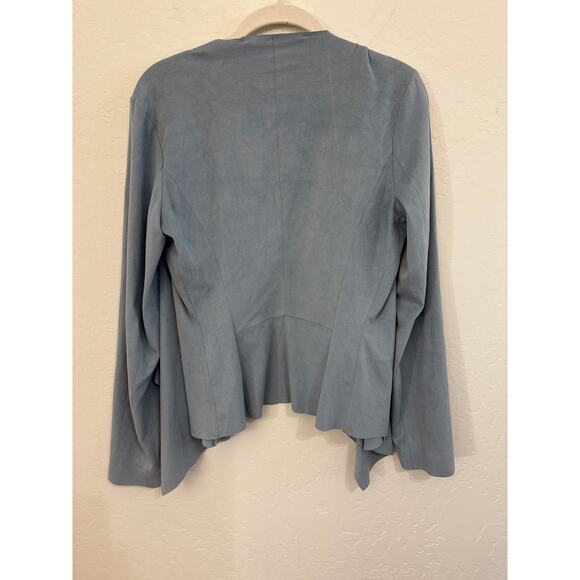 Zara Light Blue Faux Suede Light Blue Draped Jacket Small Excellent Condition - Picture 7 of 10